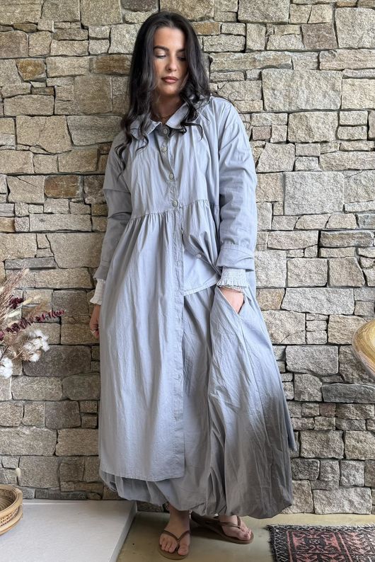 Paloma Peter Pan Frock Coat Cloud Grey